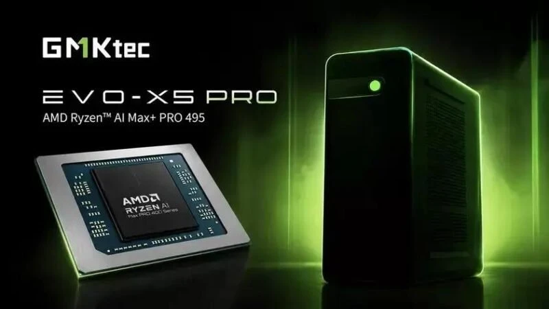 GMKtec EVO-X5 Pro, GMKtec EVO-X5 Pro характеристики, GMKtec EVO-X5 Pro ціна, GMKtec EVO-X5 Pro Ryzen AI Max+ PRO 495, GMKtec EVO-X5 Pro 192 ГБ, GMKtec EVO-X5 Pro AI, GMKtec EVO-X5 Pro 300 млрд параметрів, GMKtec EVO-X5 Pro локальний AI, GMKtec EVO-X5 Pro LPDDR5X, Ryzen AI Max+ PRO 495, AMD Radeon 8065S, AMD XDNA 2, Agentic PC, міні-ПК для AI, локальний штучний інтелект